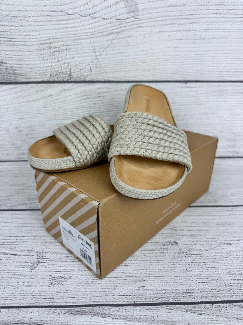 Soludos Women's Natural Braided Pool Slide Sandals Size 9
